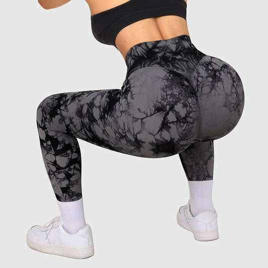 Seamless Tie-Dye Yoga Leggings – Push-Up Fit for Running & Studio Flow