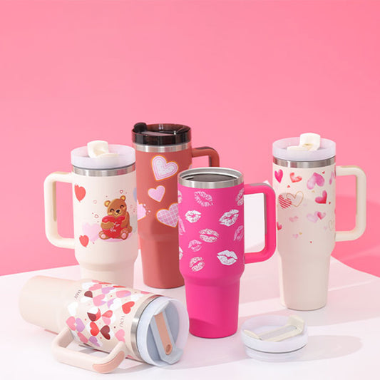 40oz Insulated Tumbler – Spill-Proof Travel Mug with Handle & Straw