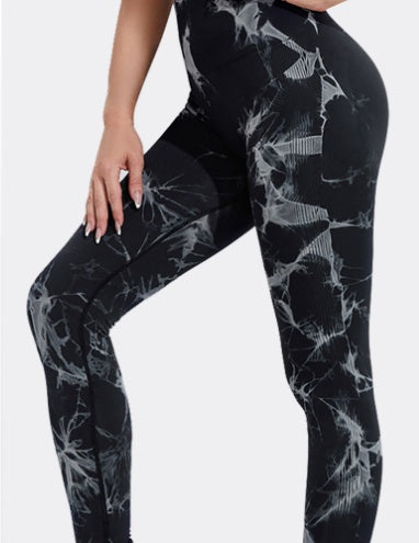 Seamless Tie-Dye Yoga Leggings – Push-Up Fit for Running & Studio Flow