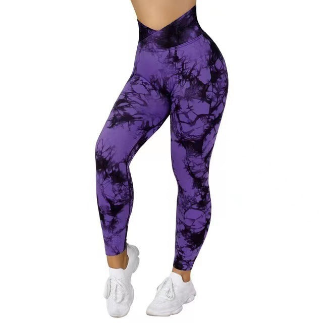 Seamless Tie-Dye Yoga Leggings – Push-Up Fit for Running & Studio Flow